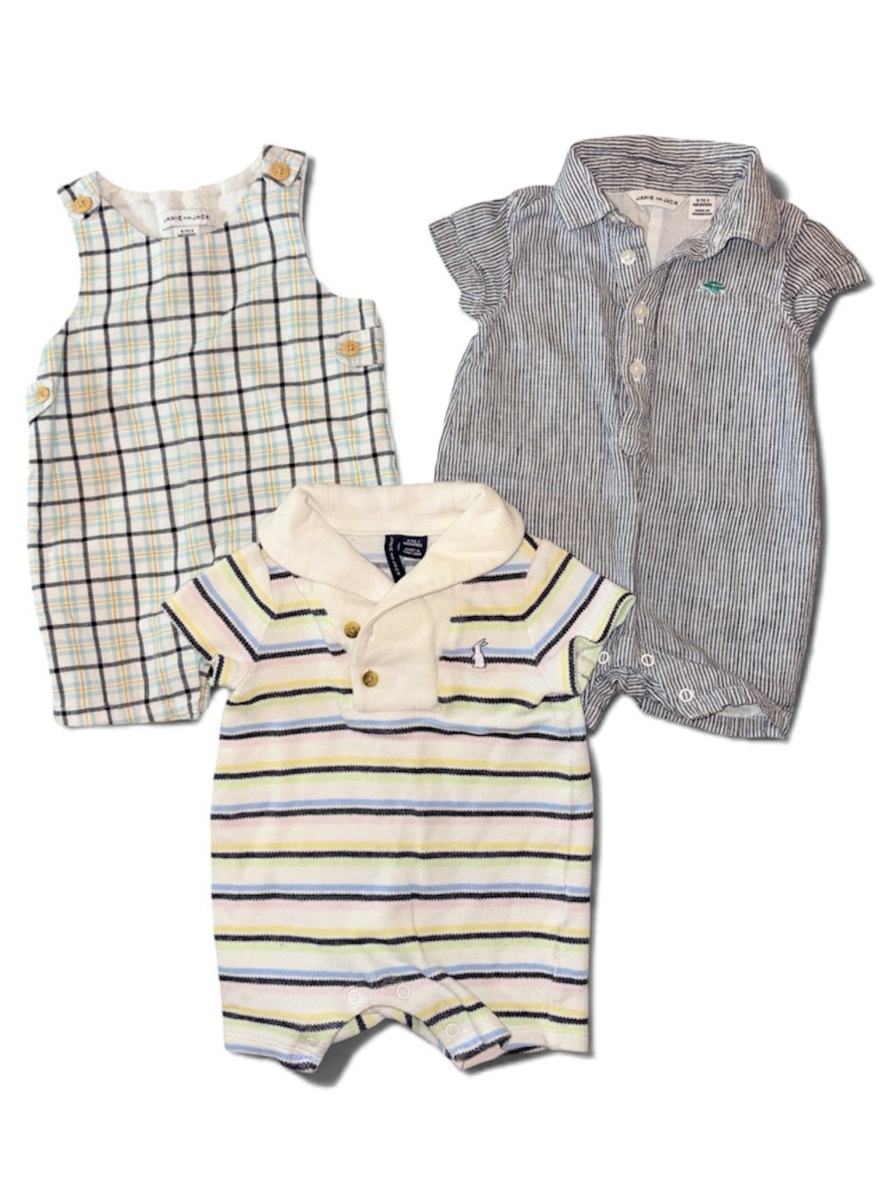 Janie and Jack infant newborn boy bundle lot 3 one piece romper outfits
